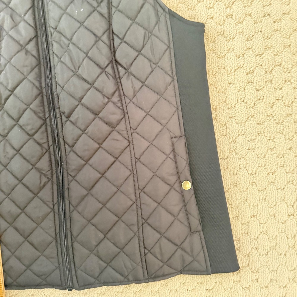 Kim Rogers Quilted Vest Black Houndstooth Lining Zip Front Pockets Women's M - Picture 4 of 5